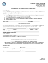 Authorization & Permission For Administration Of Medication District